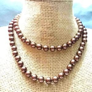 Chocolate brown faux pearl Necklace Strand quality acrylic jewelry